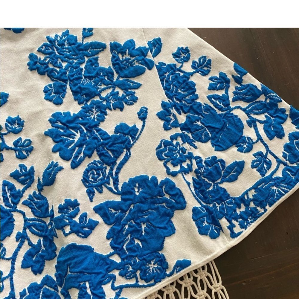 Milly White and Blue Floral Mini Dress - Picture 9 of 10